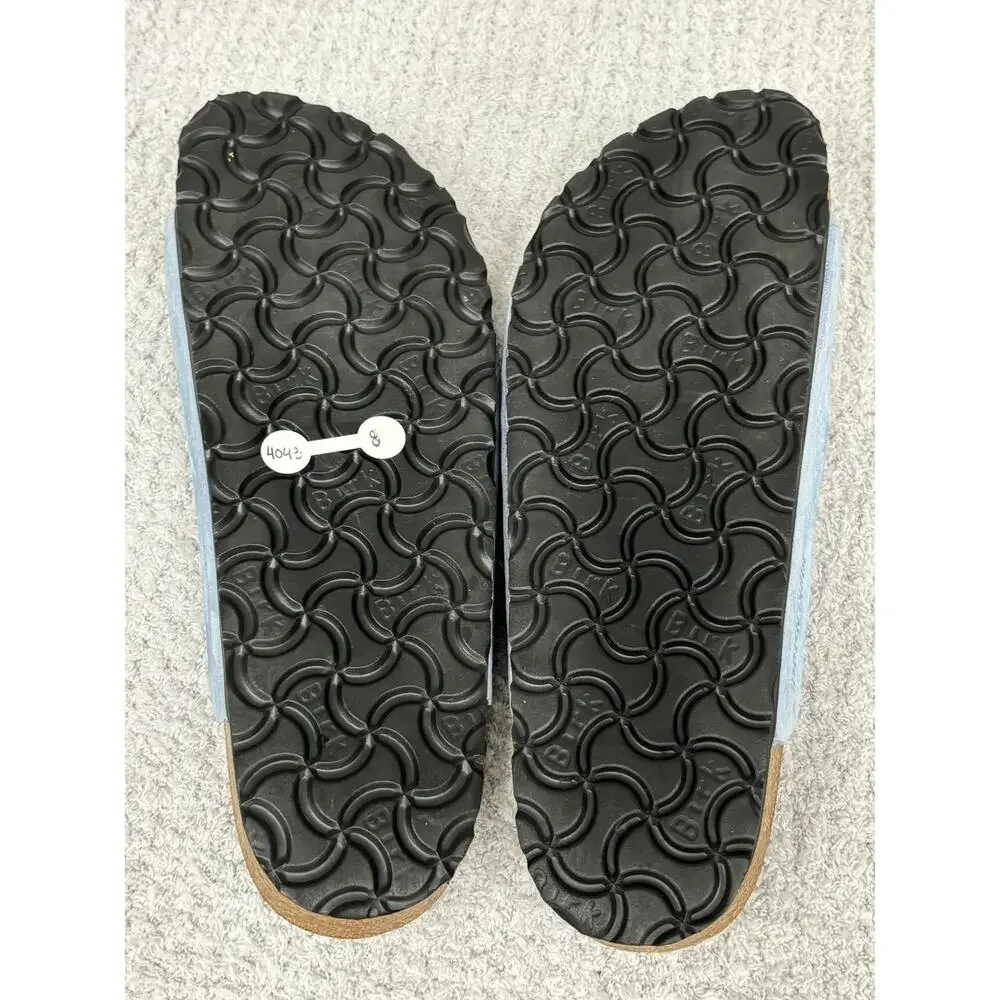 Birkenstock Florida Blue Leather Sandals Narrow Fit Size 8 AS IS #79759